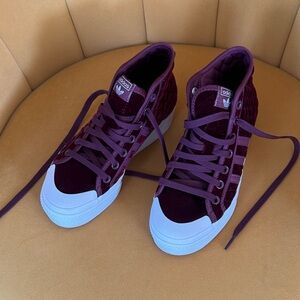 Adidas Nizza Women's Velvet Burgundy High-Top Sneakers
